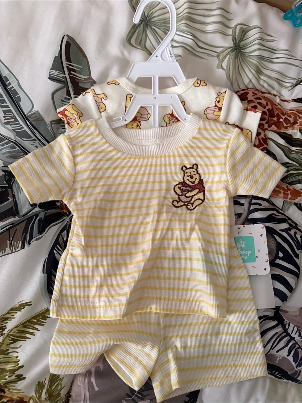 Disney Yellow & White Striped Winnie the Pooh Tee and Shorts Set